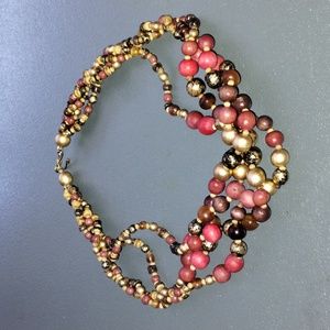 Vintage Necklace Collar Multi Beads Colors
